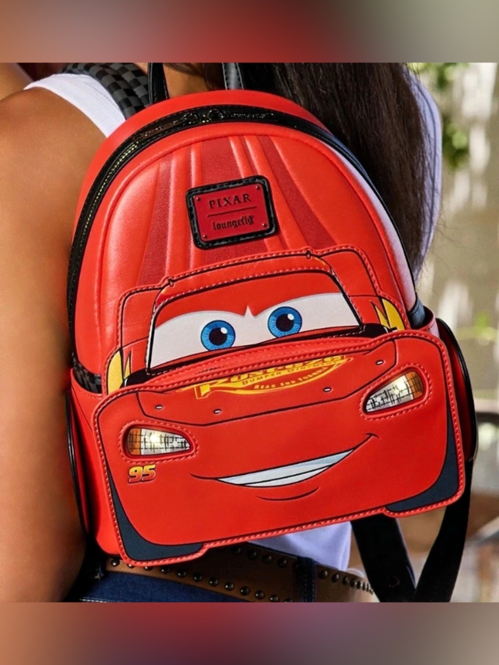 NEW Loungefly Disney Pixar Cars 20th Anniv Lightning McQUEEN Light Up Backpack